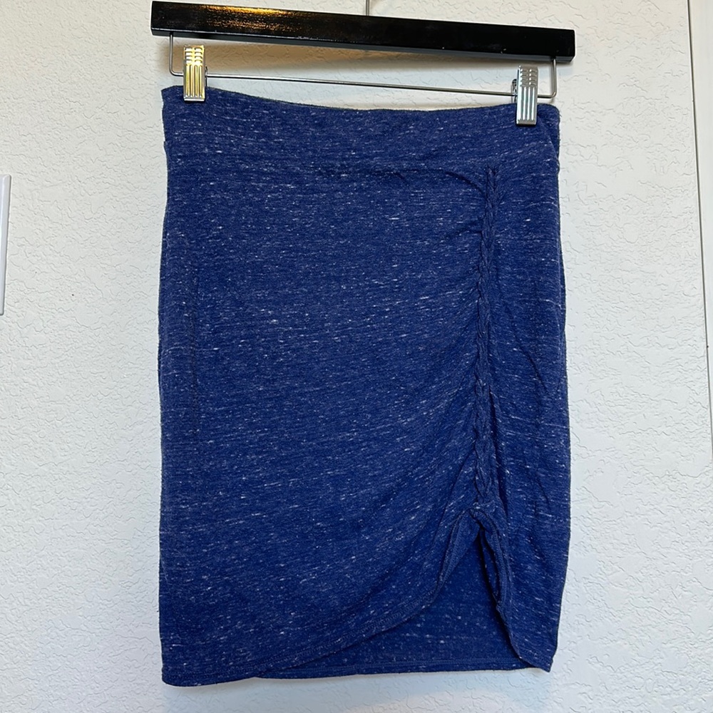 Blue heathered jersey pencil skirt